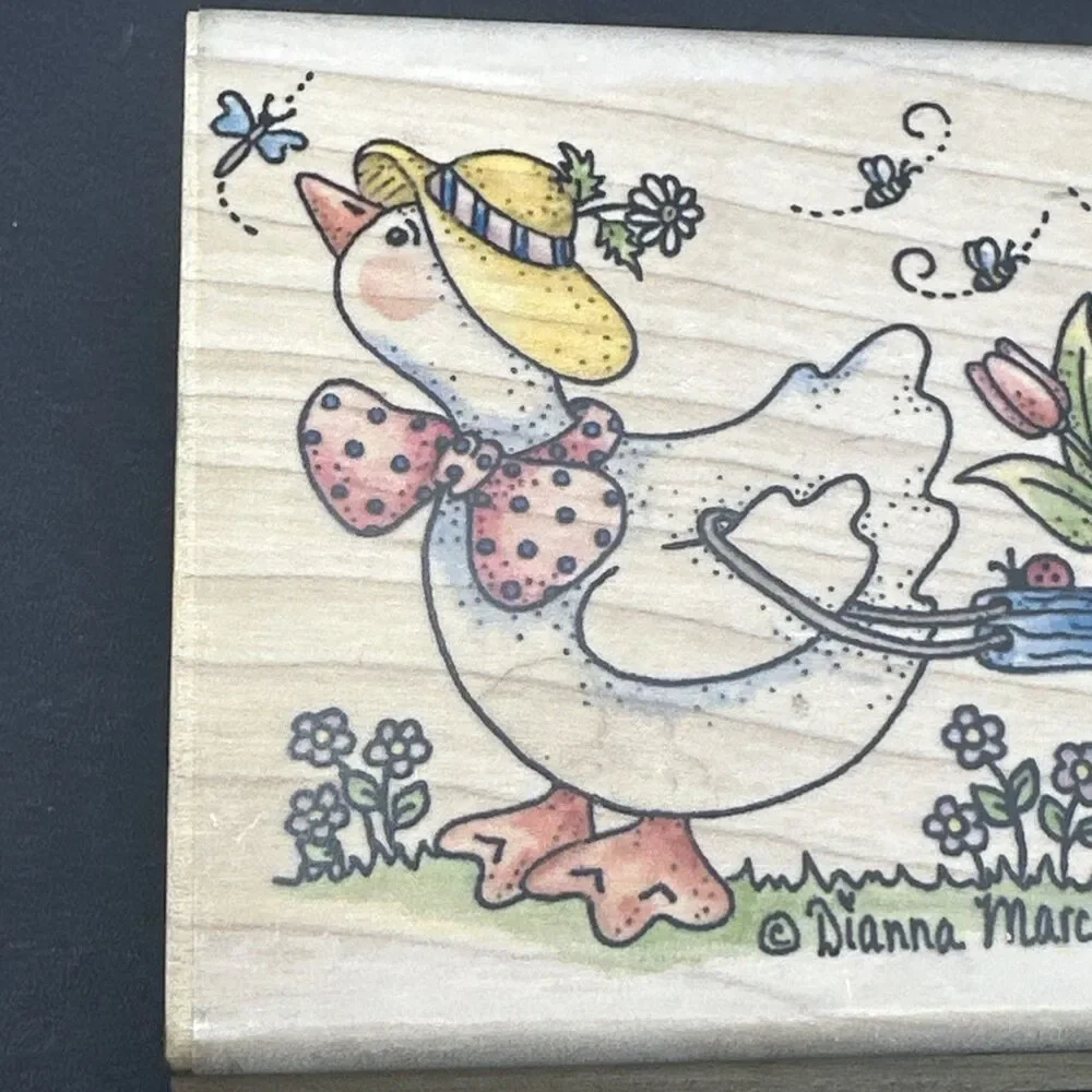 Dianna Marcum A JUST DUCKY RIDE Stampassions Rare 2001 BUNNY DUCKY BEES GARDEN